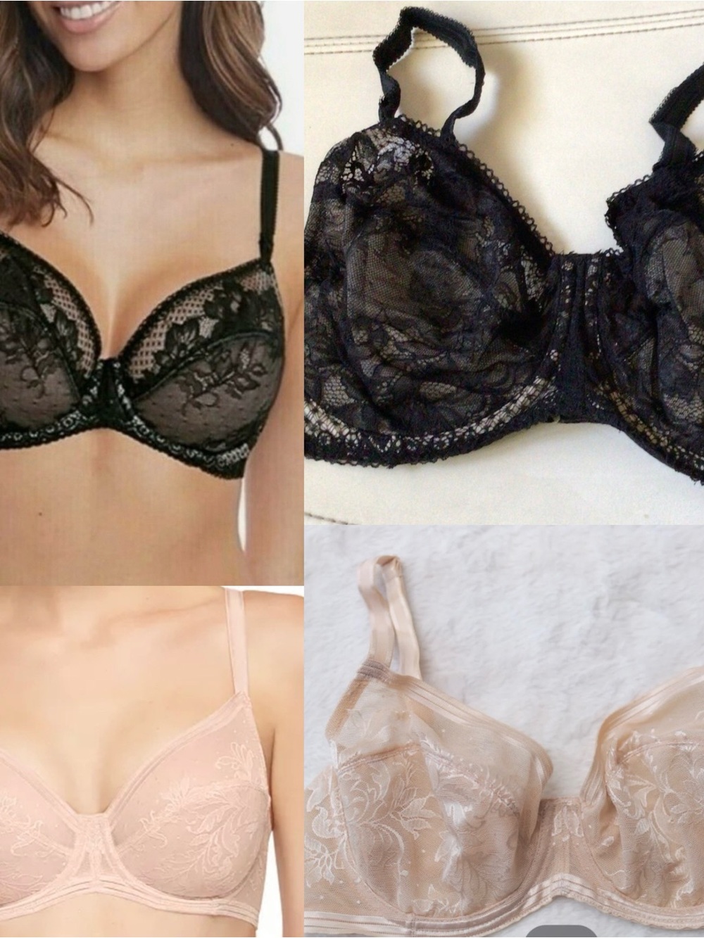 Wacoal Lace Underwire Bra Set in Black and Nude